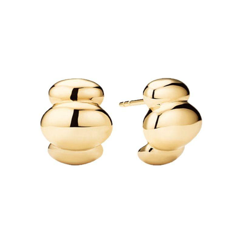 Geometric Horn-Shaped Stud Earrings Women Sterling With 18K Gold Plating Modern Minimalist Fashion Jewelry
