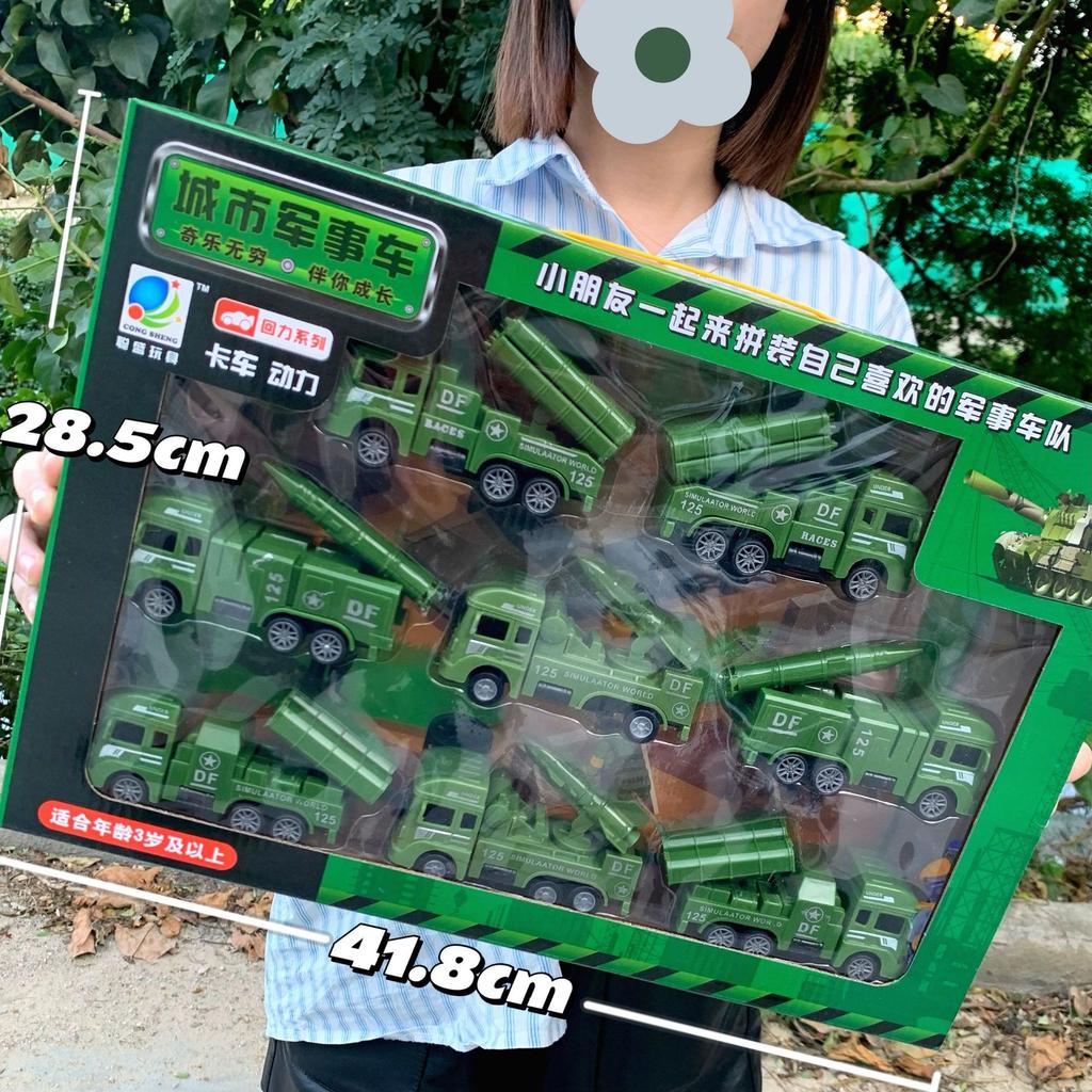 Construction Truck Fire Truck Inertia Pull Back Truck Set Gift Box Excavator Bulldozer Model Boy Toy