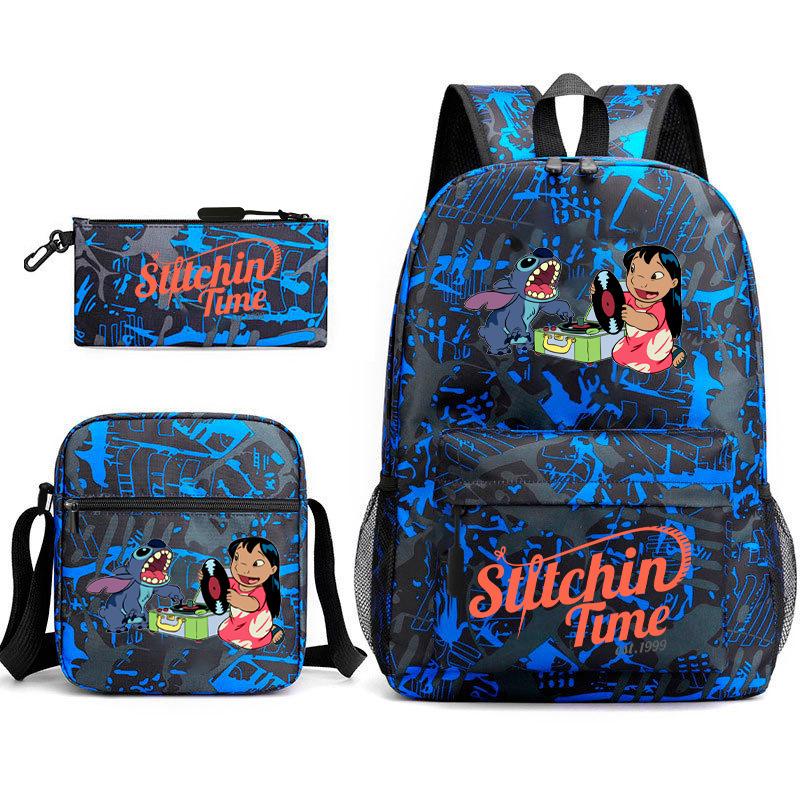 School Season Student Backpack Heat Transfer Backpack Satchel Pencil Bag Three-Piece Set