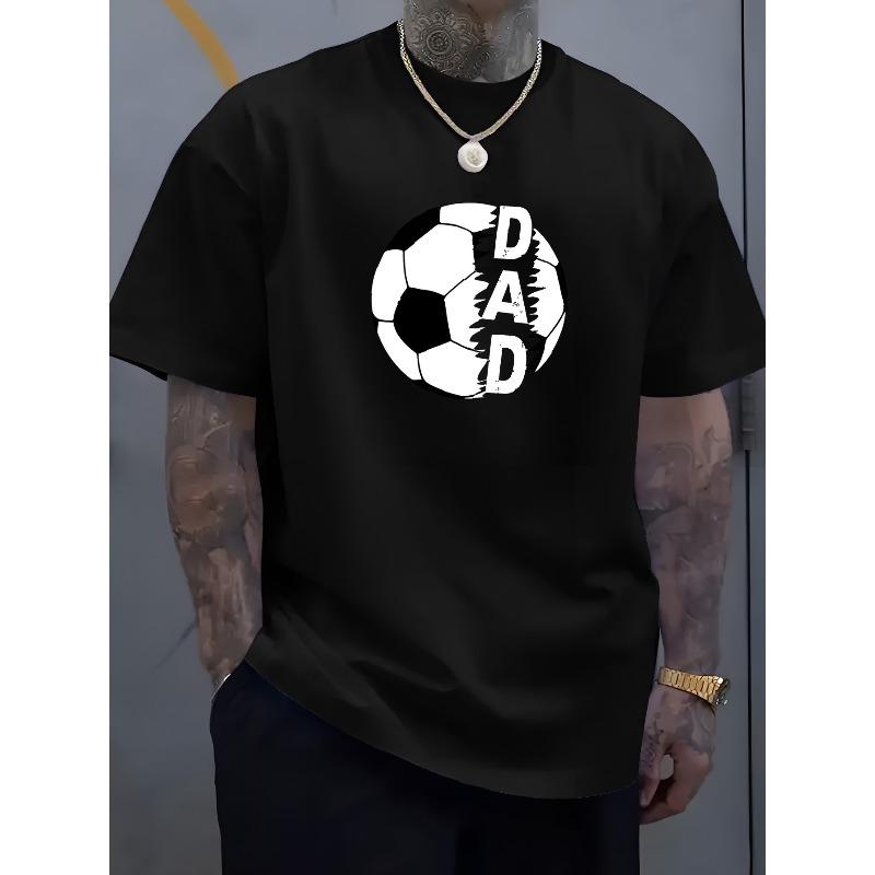 

Новая Летняя Мода Повседневная Универсальная Минималистичная Футболка с Принтом DAD Футбол Футбол Отца Мягкая Дышащая С Круглым Вырезом S чёрный