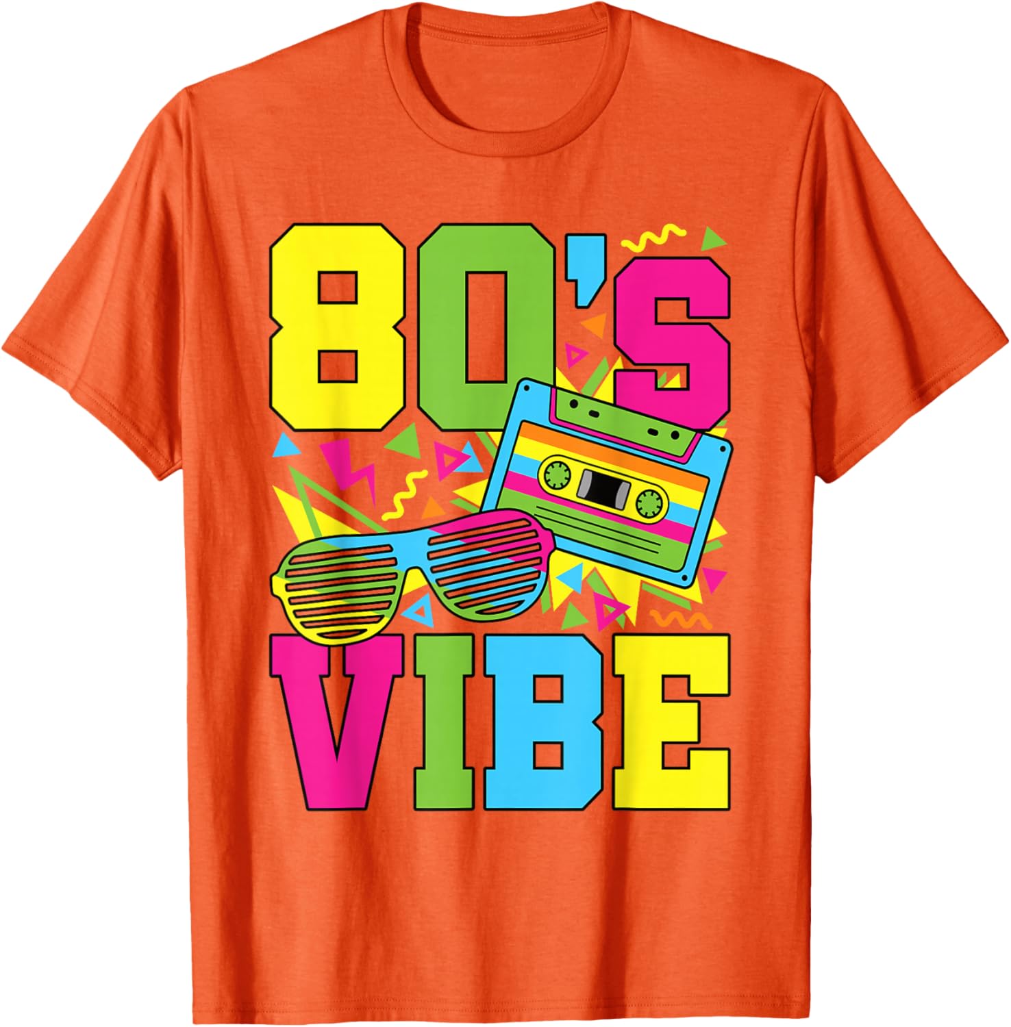 

80s Vibe Retro Graphic Tee Cassette Sunglasses Print Short Sleeve T-Shirt Casual Trip Men Women 4XL