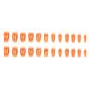 24 Pieces Orange Gold Fake Nails 3D Gold-Plated Pearl Luxury Design For Party And Festival