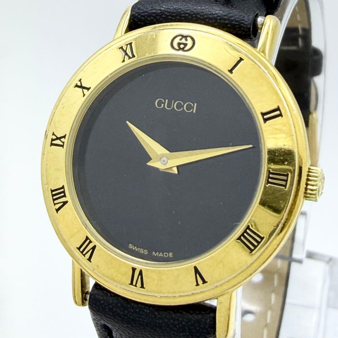 Used [Working new battery, brand new belt] GUCCI round watch 3000.2.L