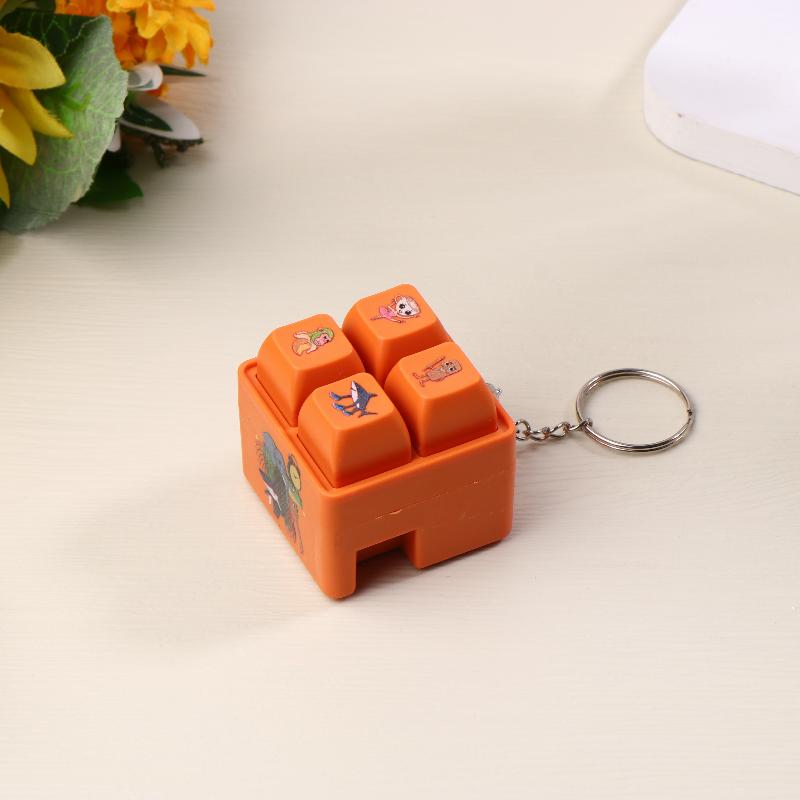 1/2Pcs 4 Button Brainrot Keychain Tung Tung Tung Sahur Sound And Light Toys Anime Stress Relief Keyring Toy Holiday Gifts