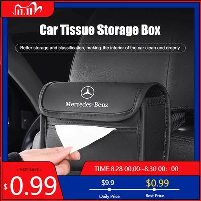 GLC GLB Car Tissue Box Seat Back Hanging Leather Storage Bag For Mercedes Benz AMG E S C A B Class GLE GLS CLS GLC CLA GLA GLK