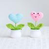 Heart Shape Knitted Flowers Potted Colourful Crochet Plant Wedding Gift Creative Artificial Flower Car Desktable Decor