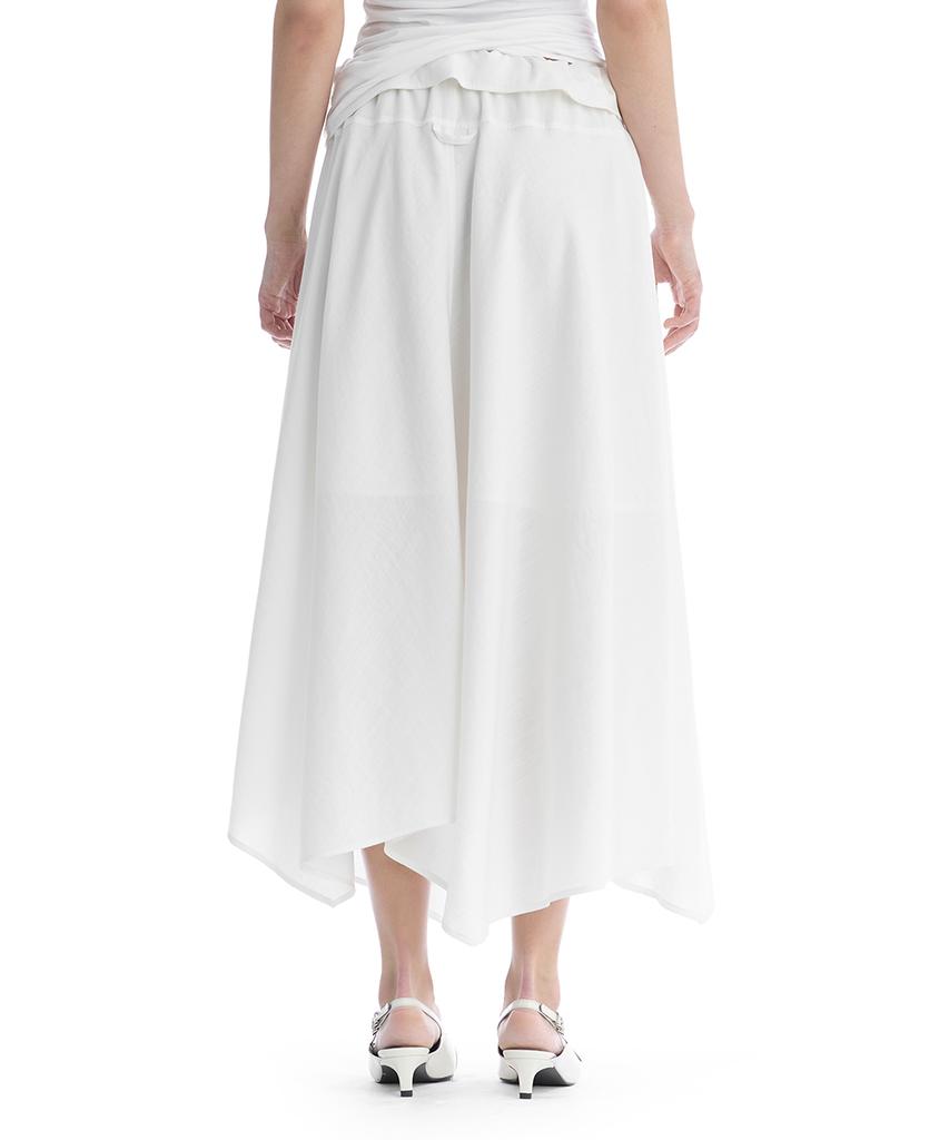 Teulimingbeodeu Draped Placket Set-Up Skirt [ White ]