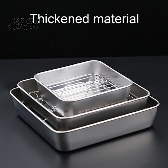 Roasting Pans Anti-deformed Baking Pan Unbreakable Stainless Steel Smooth Cookie Sheet Edges Square Food Plate Household Supplies