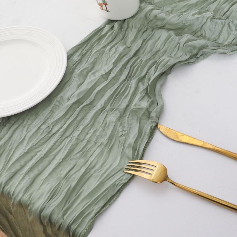 Bohemian Ruffled Table Runner - Crinkle Twist Style Table Flag for Wedding & Party Decor