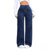 European and American High-Waisted Women's Washed Plus Size Wide-Leg Jeans