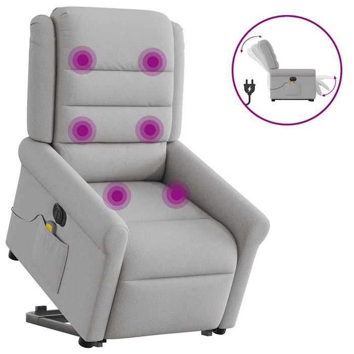 VidaXL Fauteuil inclinable de massage électrique gris nuage tissu 3303353