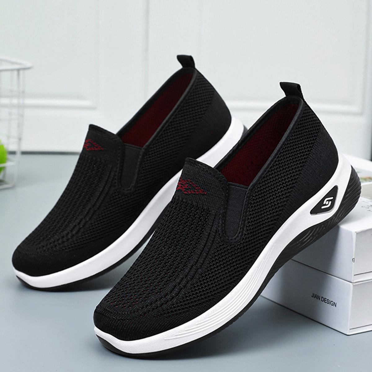 Весенне-летняя обувь, удобная сетчатая повседневная спортивная обувь на плоской подошве с одной педалью 36 чёрный