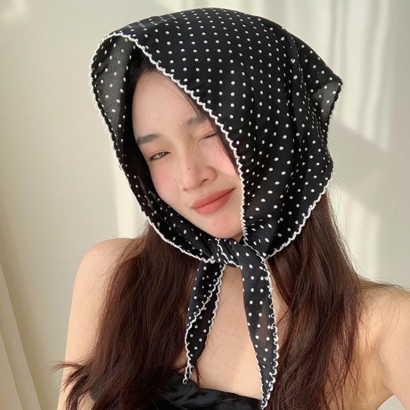 Stilvolles Polka-Dot Dünnes Stirnband Sommer Kleiner Schal Sonnenschutz Haarband Für Sport Outdoor Laufen