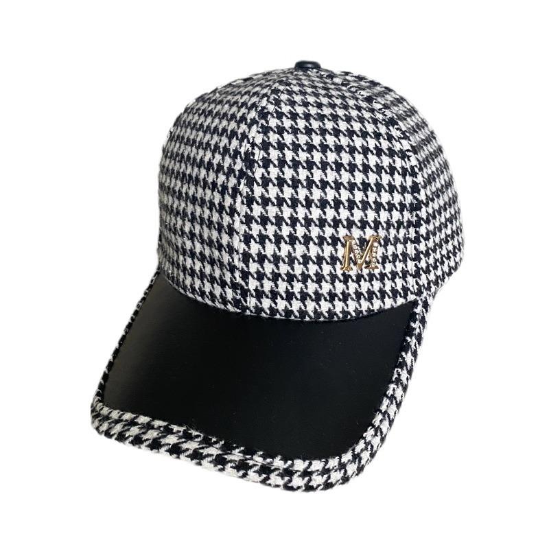 Spring And Autumn Shade Sunscreen British Retro Thousand Birds Casual Versatile Bent Cap Women'S Tide Baseball Cap