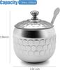1PC Stainless Steel Sugar Bowl Coffee Seasoning Jar Condiment Pot Spice Container Canister Cruet with Glass Lid and Spoon