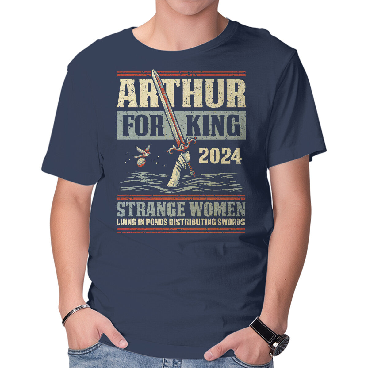 Unisex Crew Neck T-Shirt Arthur For King 2024 Graphic Short Sleeve Casual Tee L