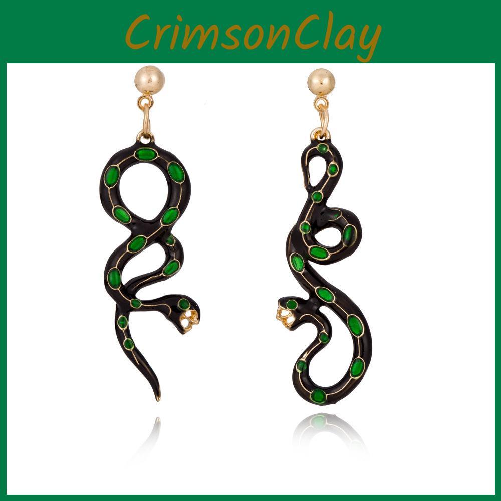 Fashionable Asymmetrical Snake Earrings Chic Modern Animal Design Jewelry