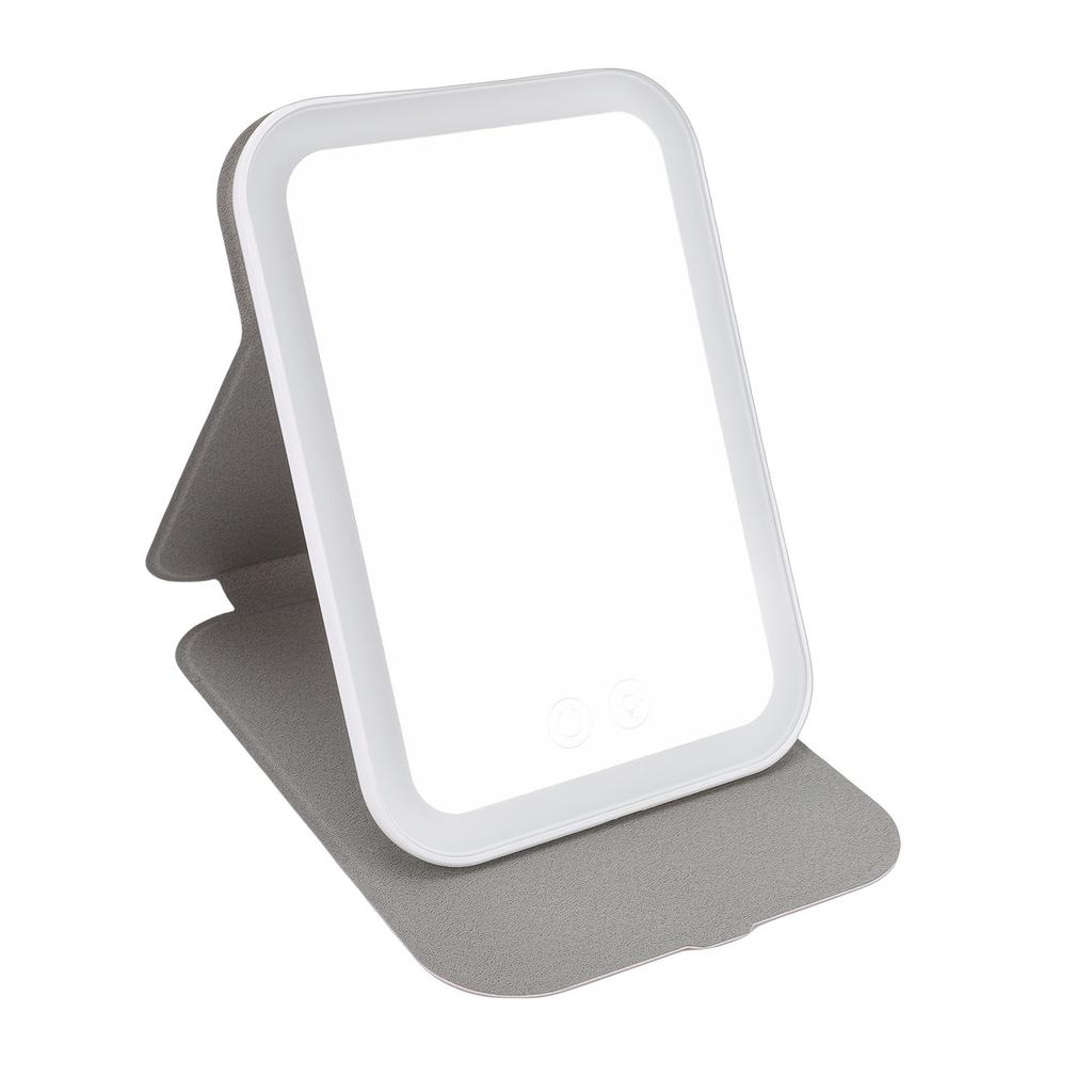 Portable Lighted Buty Mirror 72 LEDs Stepless Dimming Folding Travel Makeup Mirror with Light PU Lther Case USB Rechargble