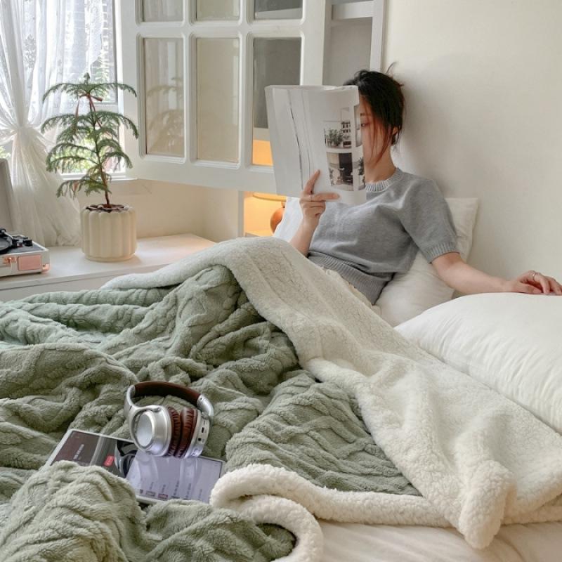 Winter Taf Velvet Double-Layer Coral Fleece Blanket - Lambswool Sofa Throw, Autumn/Winter Quilt