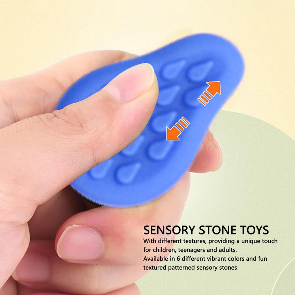 6 Pcs Textured Sensory Stones Silicone Different Patterns Soft Touch Sensory Stones for Boys Girls