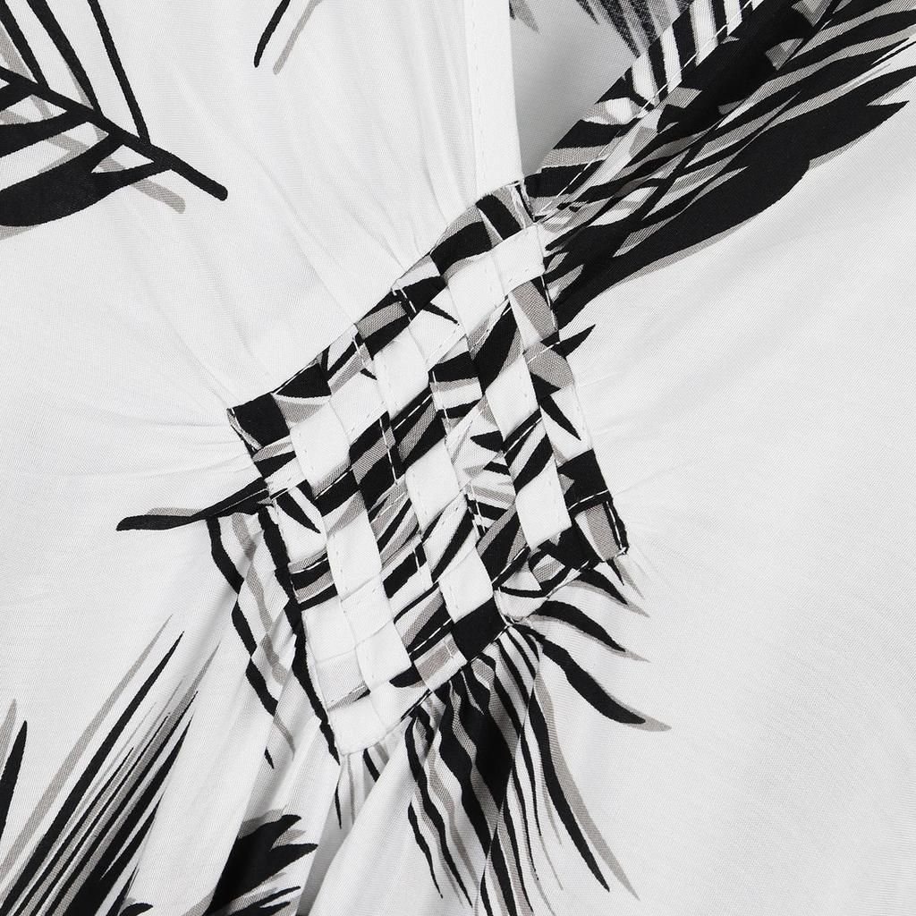 EDOLYNSA Bikini cu dungi cu zebră sexy acoperitoare casual cu decolteu în V, rochie de plajă de vară, îmbrăcăminte de plajă pentru femei, costum de baie, acoperire Q1297