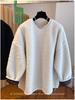 High-End Lazy Style Round Neck Sweatshirt - Imitation Lamb's Wool, Solid Color, Thickened for Autumn/Winter, 2025 Collection.