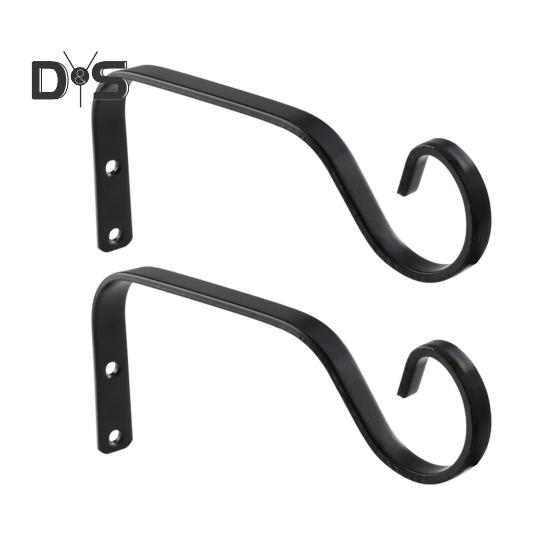 

1/2/4 шт. Подвесные кронштейны для растений, прочные, выдерживающие нагрузку, простые в установке, для внутреннего и наружного использования, подвесные кронштейны для растений, кормушки для птиц, ветряные колокольчики, настенные крючки 2pcs чёрный