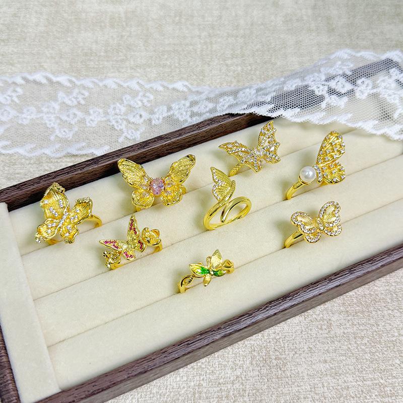 Medieval Vintage Butterfly Series Zir*****Pen Ring Personalized Retro Niche High-End Ring