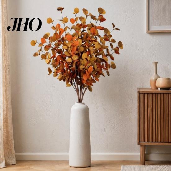 Waterproof Wire Wrapped Leaf Sprays Fall Eucalyptus Stems, Artificial Leaves, Fake Greenery Branches, Wedding Table Foliage Decor Flowers for