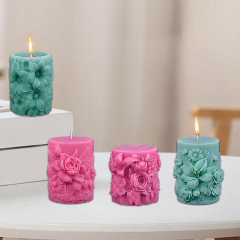 Santa Claus Embossed Cylinder Candle Silicone Mould for Festival Holiday Handmade Craft