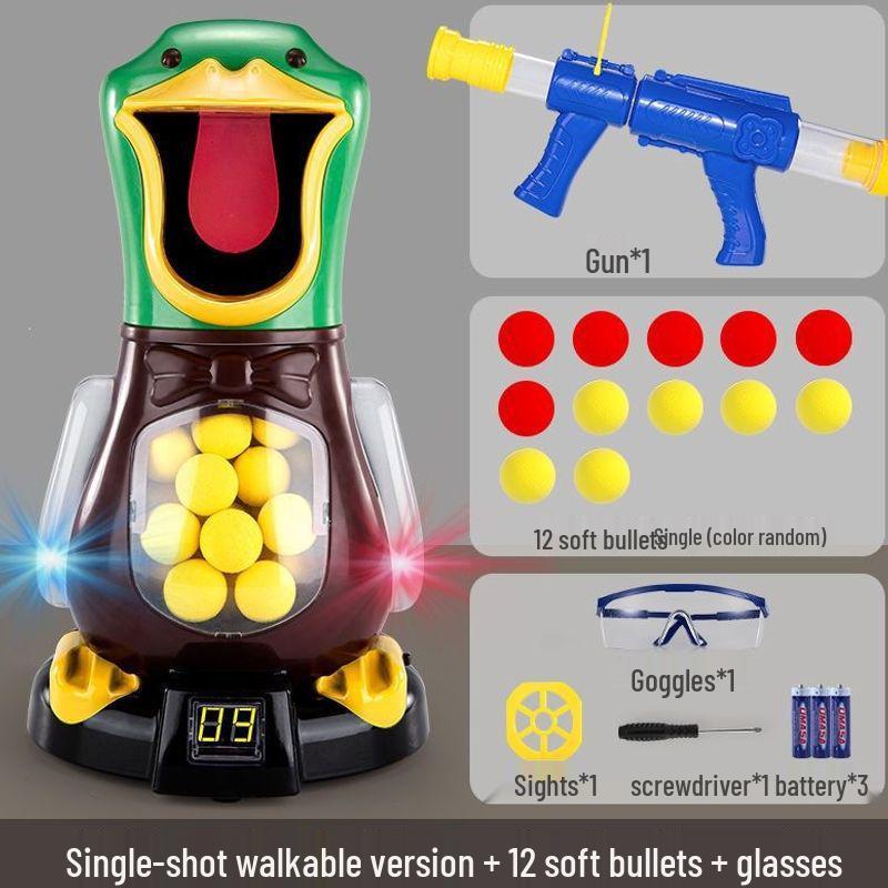 Hit Me Ducky! Parent-Child Interactive Toy with Air-Powered Soft Bullet, 3-Shot Firing for Kids 6+
