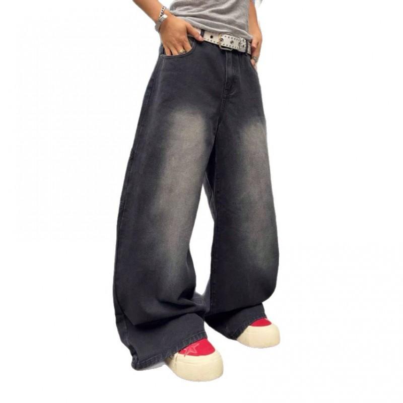 2026 Distressed Low Waist Jeans Streetwear Spider Web Denim Pants Men Women