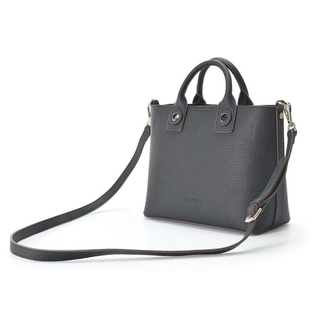 Barcos Shrink Leather 2-Way Handbag (Small Size) for Women, Mini BagShoulder Bag, 3-Layer Design for Easy Sorting, Taupe
