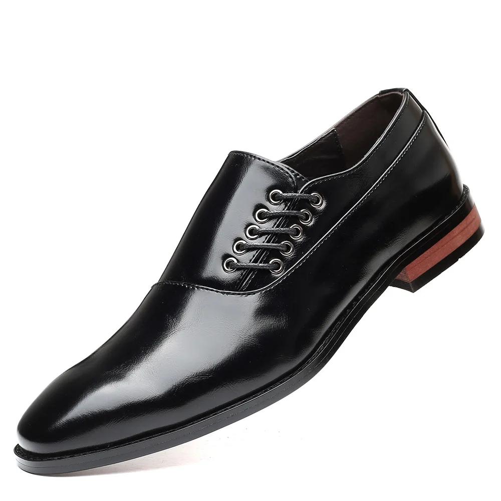 Men's Casual Business Shoes Microfiber Leather Square Toe Lace-up Mens Dress Office Flats Men Fashion Wedding Party Oxfords2024
