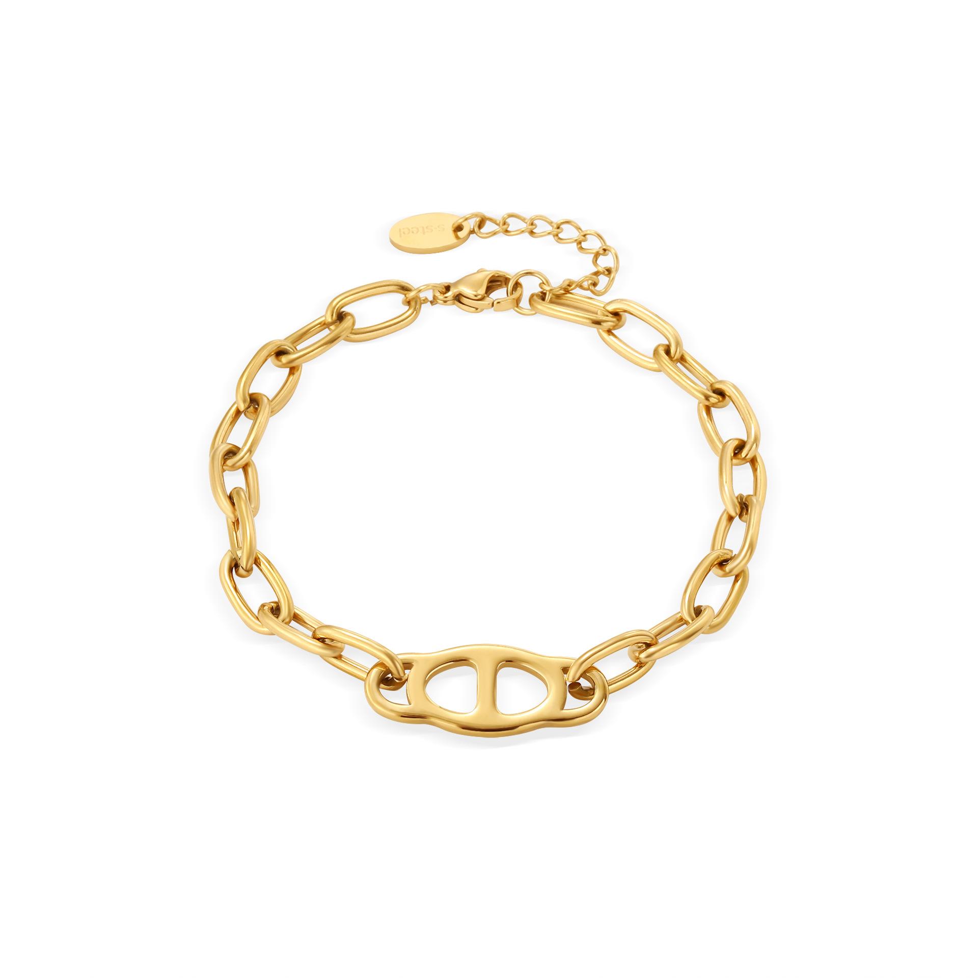 

Браслет женский титановая сталь покрытая настоящим золотом не выцветает модный простой нишевый дизайн ювелирные изделия из нержавеющей стали