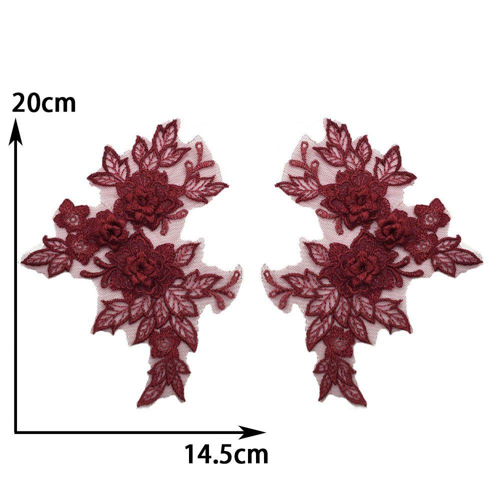 Red I Polyester Embroidery Color Embroidery Sewing Lace Diy Decorative Clothing Accessories Pair Collar Clothing