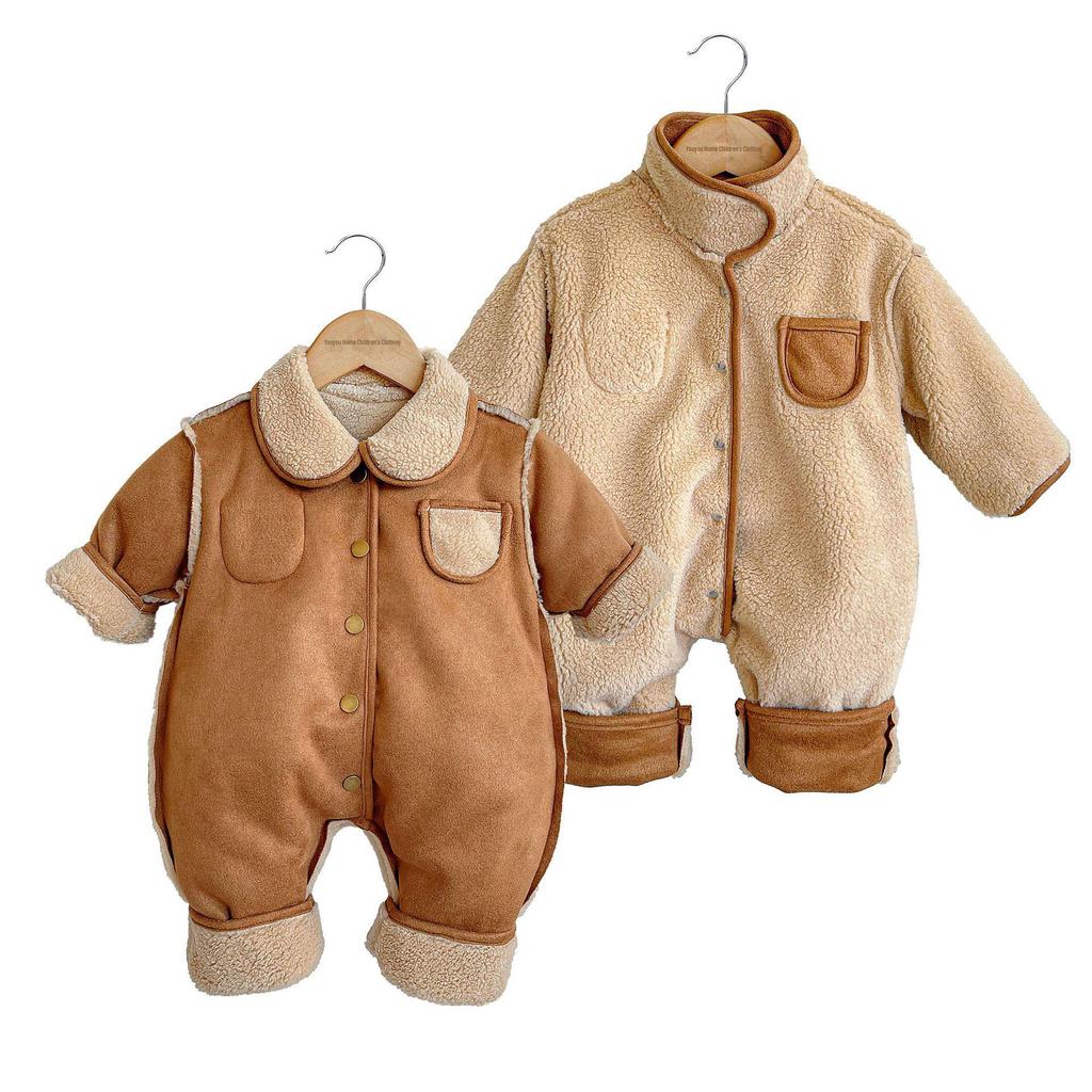 Reversible Velvet Baby Jumpsuit for Autumn and Winter - Warm and Thickened Design
