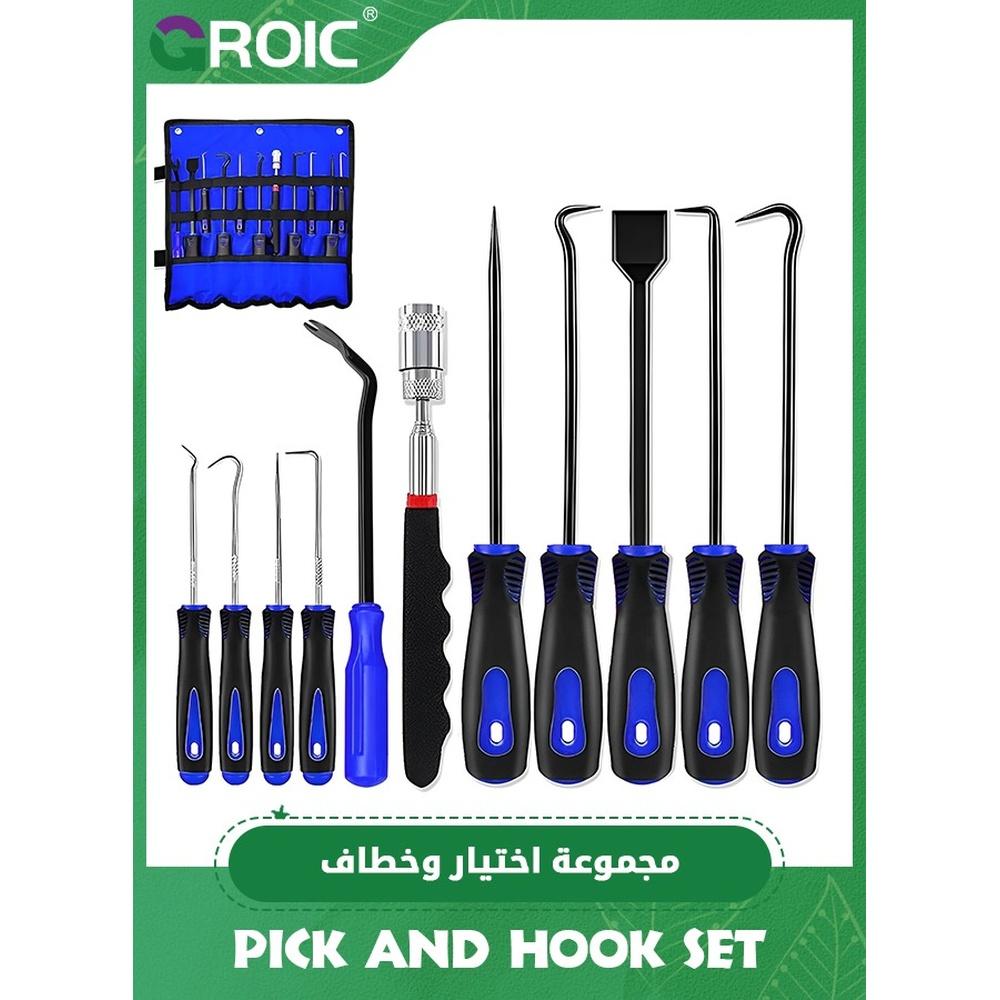 

11 Pcs Automotive Hook and Pick Tool Set with Telescoping Magnetic Pickup Gasket Scraper Remover Pry Automotive Electronics Maintenance Hoses Gasket