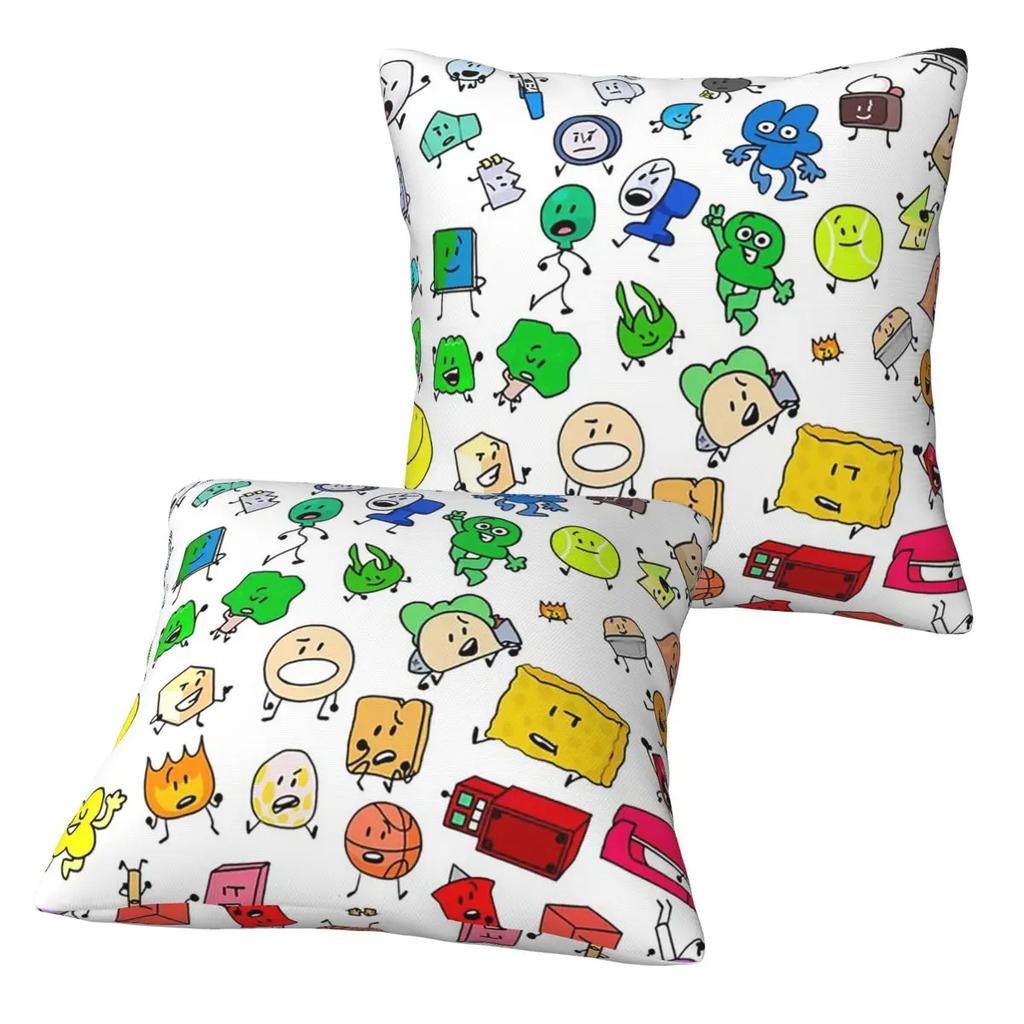 Bfdi All Characters 2 Pcs Square Pillowcase Pillow Cover Cushion Zip Decorative Comfort Throw Pillow For Home Living Room