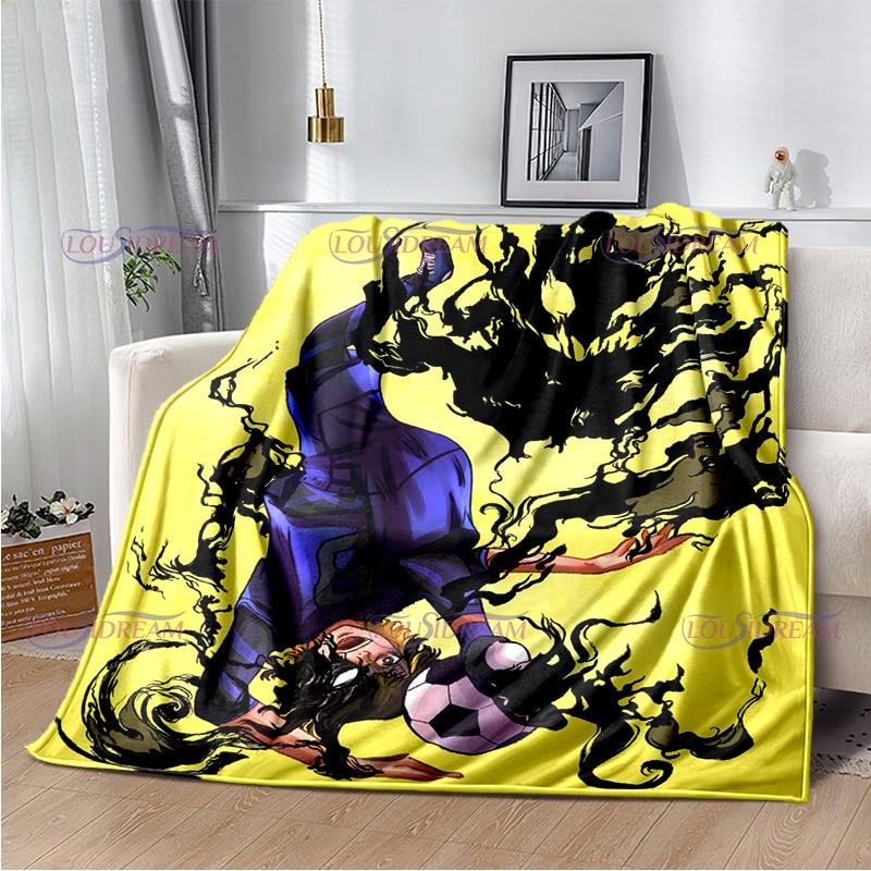 Manta con cierre azul de dibujos animados japoneses, manta cálida de felpa acogedora para el hogar, para cama, sofá, regalos ligeros para niños