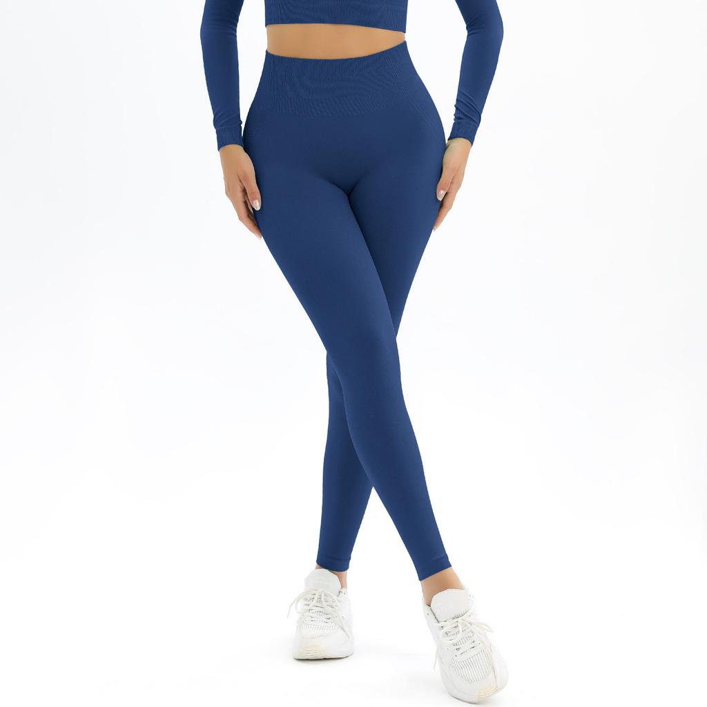 Neue nahtlose gestrickte Yogahose mit hohem Bund und Pfirsich-Po, eng anliegende Hose zum Laufen und Schweißabsorption, Fitnesshose für Damen