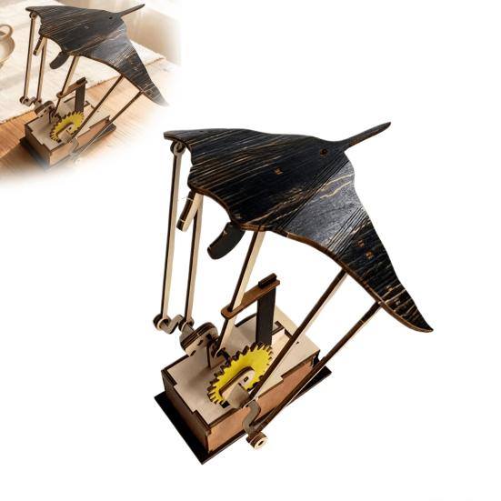 Ornament Electric din Lemn Manta Ray Făcut Manual Artizanal Manta Ray Bionic Automaton Realist Animal Marin Mecanic Decor Birou Casă