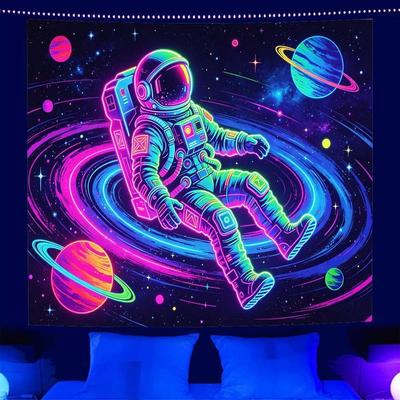 Cyberpunk Neon Astronaut Tapestry Psychedelic Starry Sky Background Wallpaper Esports Room Decoration Home Decoration