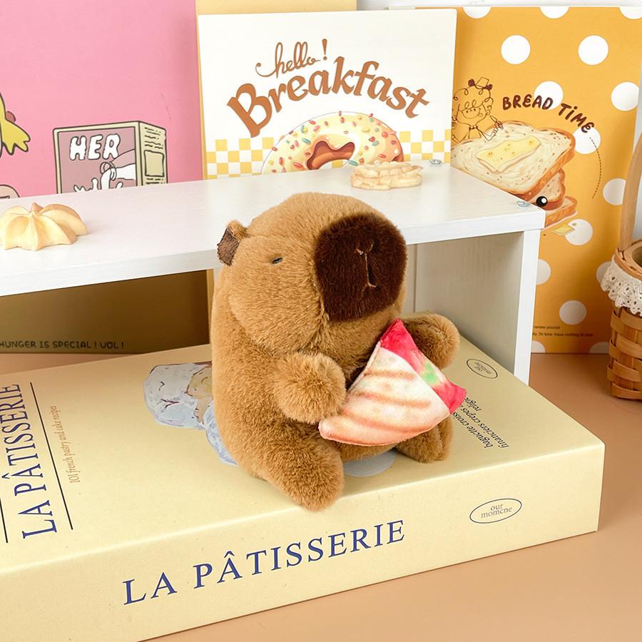 Stuffed Capybara Plush Toy Animal Food Doll Key Chain Car Decorations Gifts