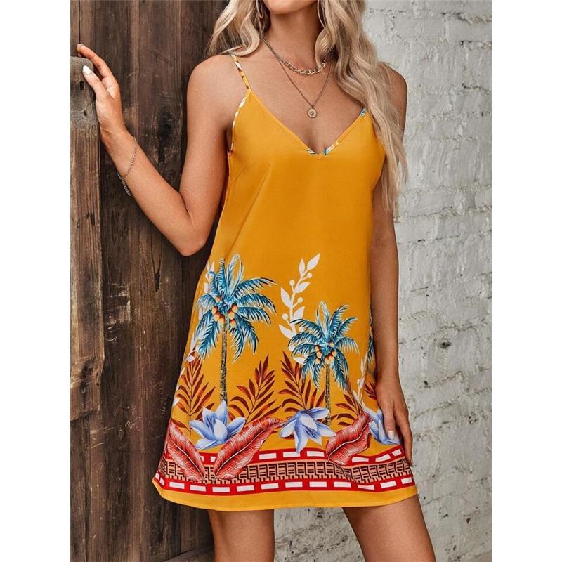 Women's Summer Printed Suspender Short Dress