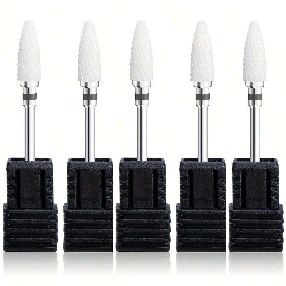 

5pcs Ceramic Milling Cutter Nail Drill Bits Burr Gel Polish Remove Tools Cuticle Electric Manicure Files Kit Accessories