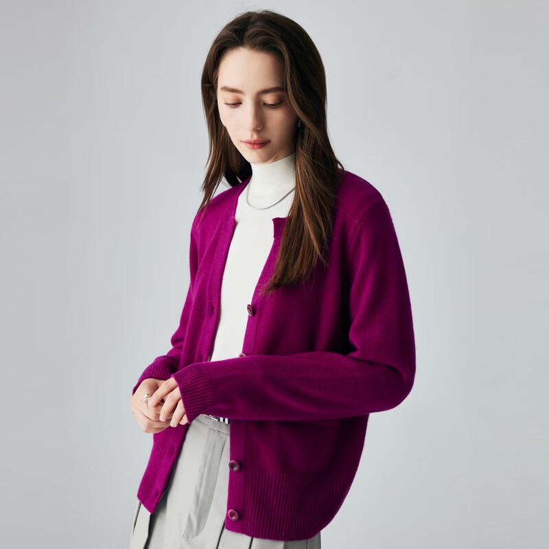 PALUOPO Women's Pure Cashmere Henry Collar Cardigan