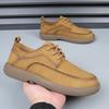 Hollow leather shoes men's 2025 summer new men's shoes leather breathable trend versatile platform retro casual shoes
