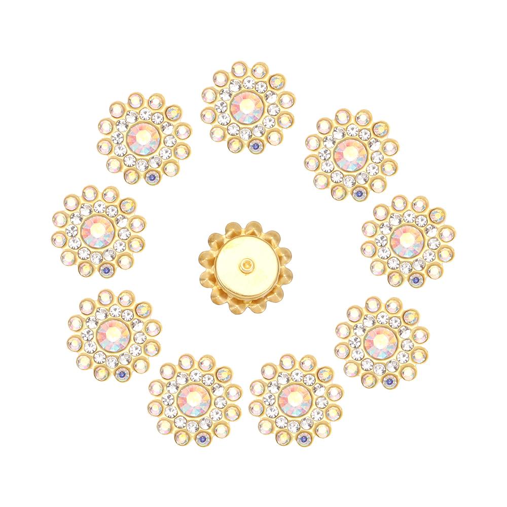 10PCS Pearl Flower Rhinestone Buttons For Hair Pins Clothing Decoration Vintage Buttons DIY Crafts Apparel Sewing Accessories