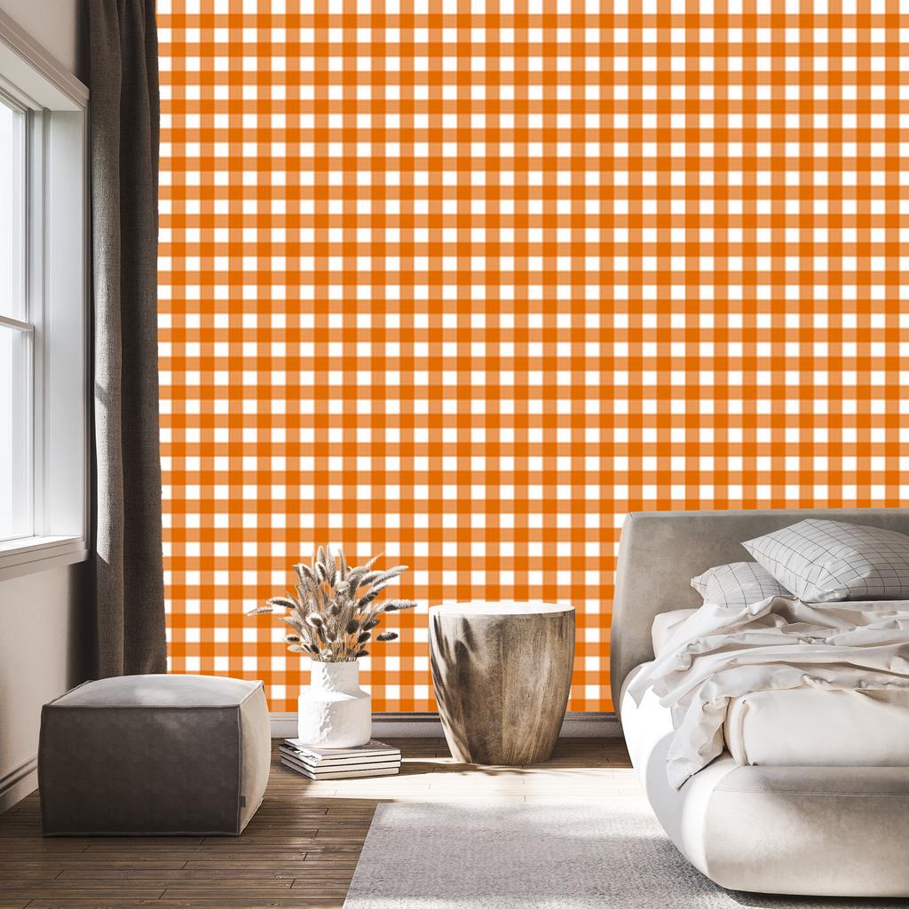 Colorful Retro Peach Plaid Wallpaper for Living Room and Bedroom 50x1000